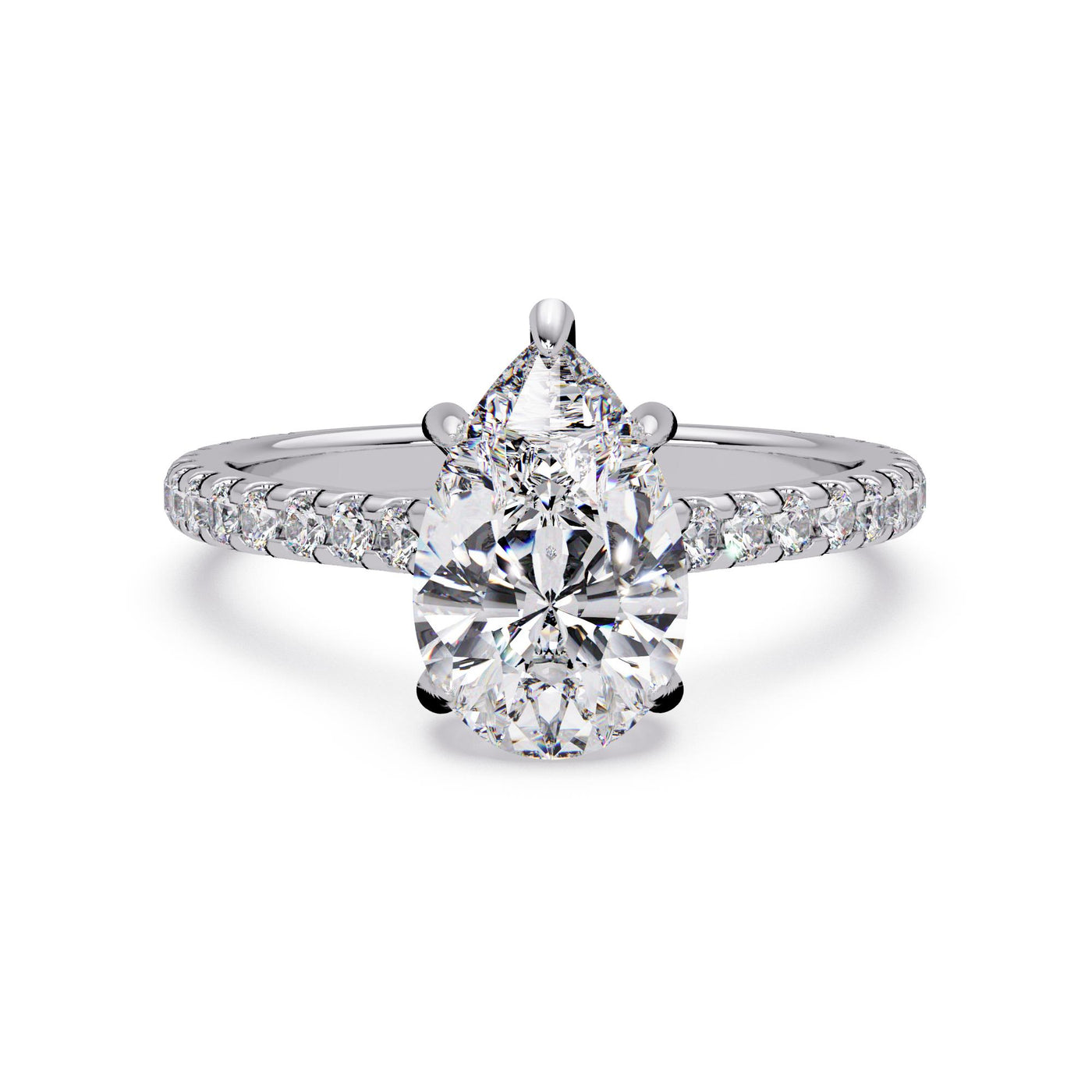 Hidden Halo Pear with Pave Engagement ring