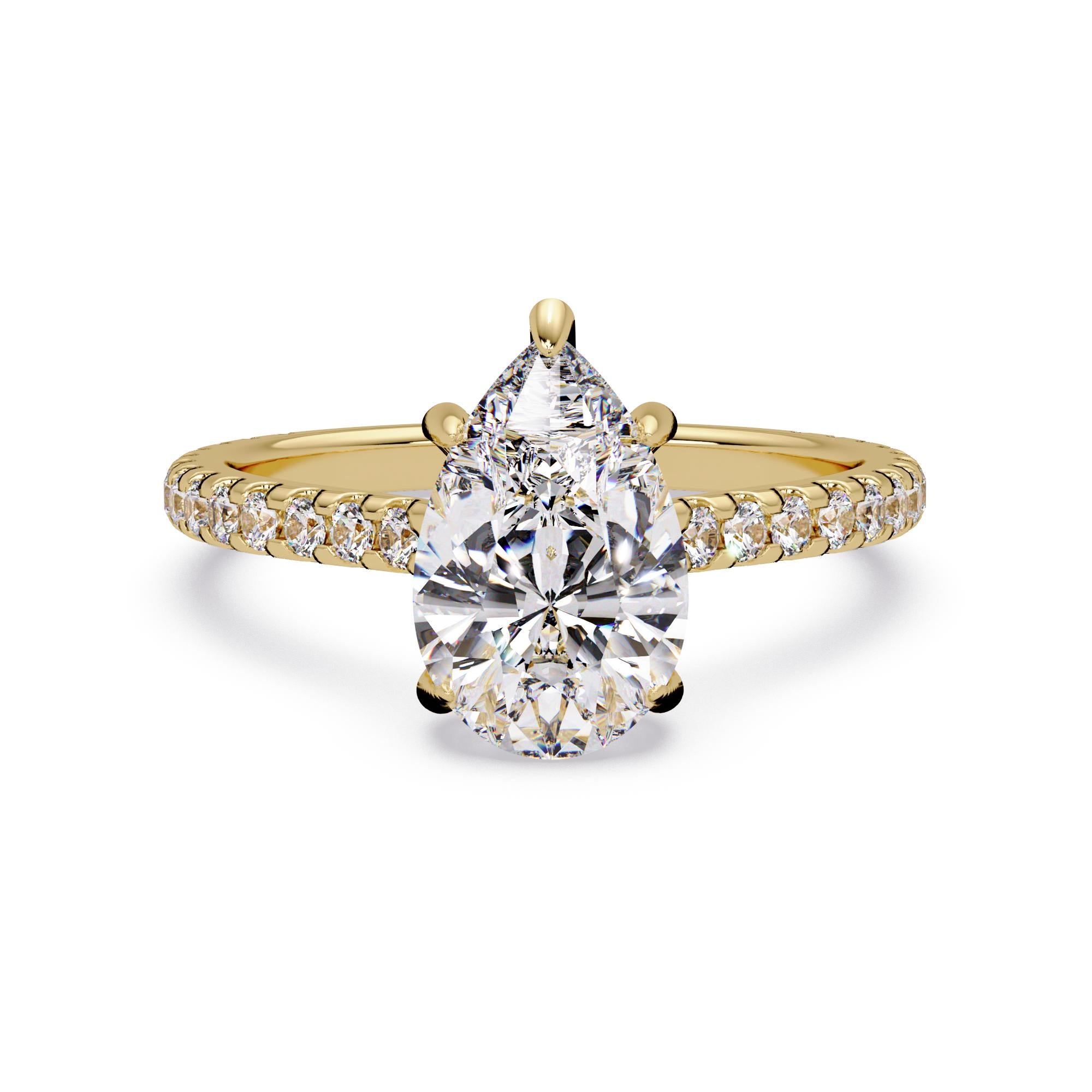 Hidden Halo Pear with Pave Engagement ring