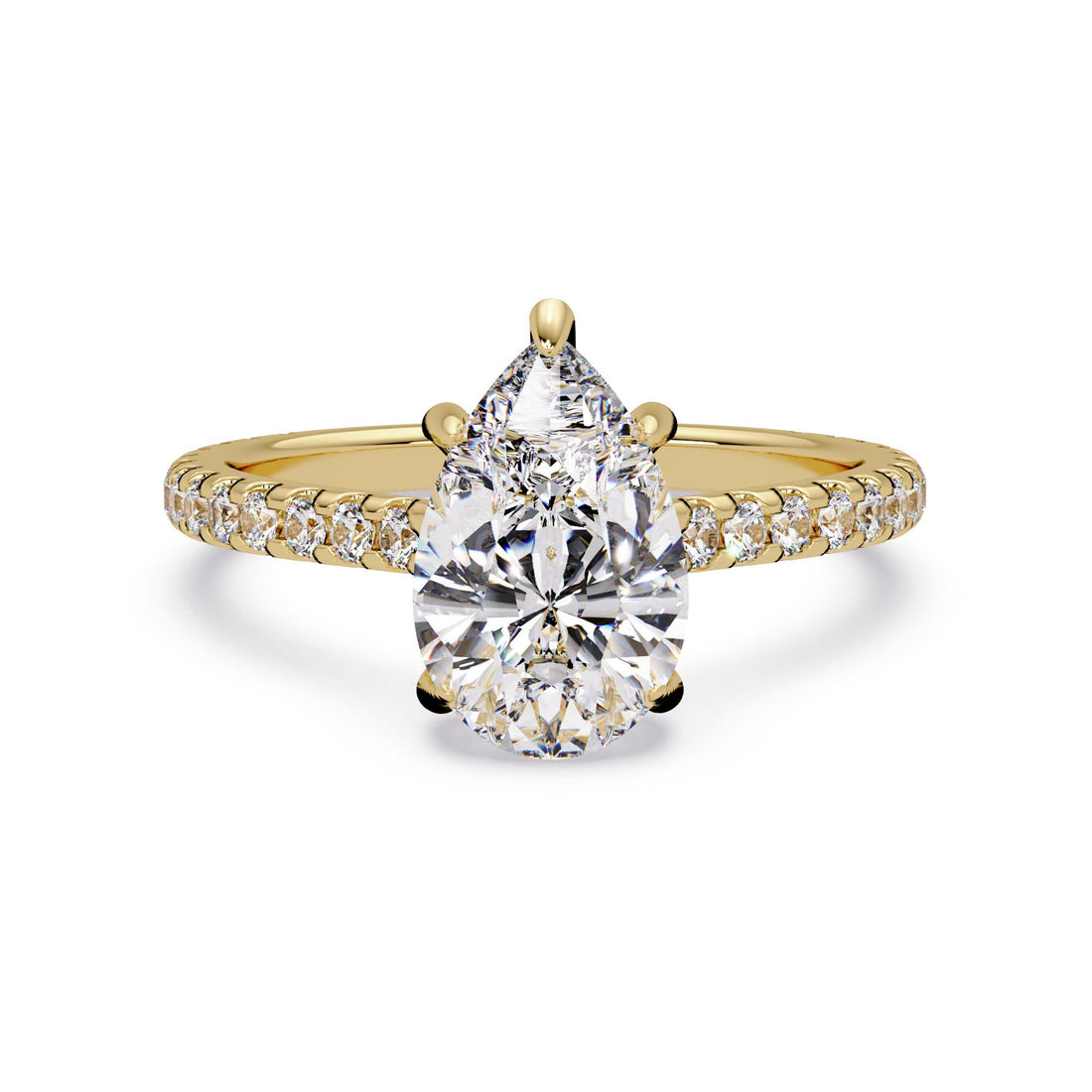 Hidden Halo Pear with Pave Engagement ring