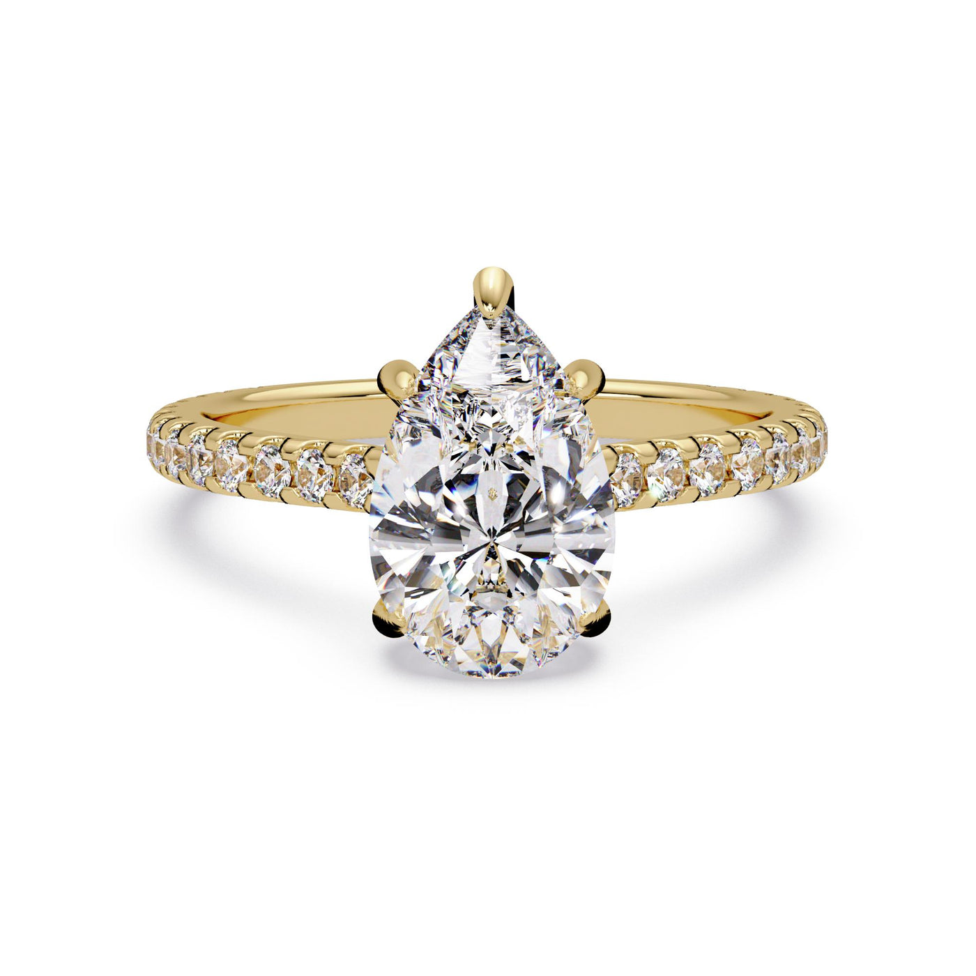 Hidden Halo Pear with Pave Engagement ring
