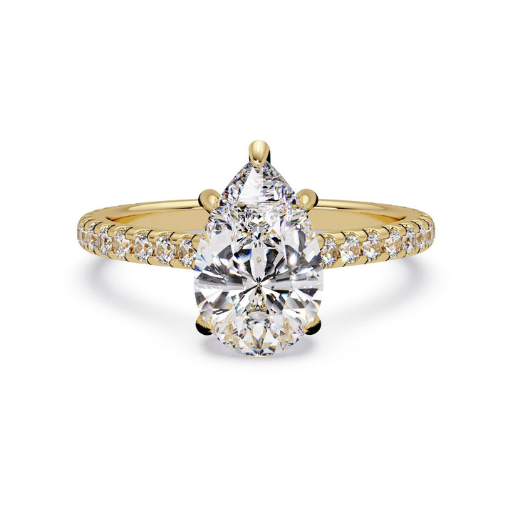 Hidden Halo Pear with Pave Engagement ring