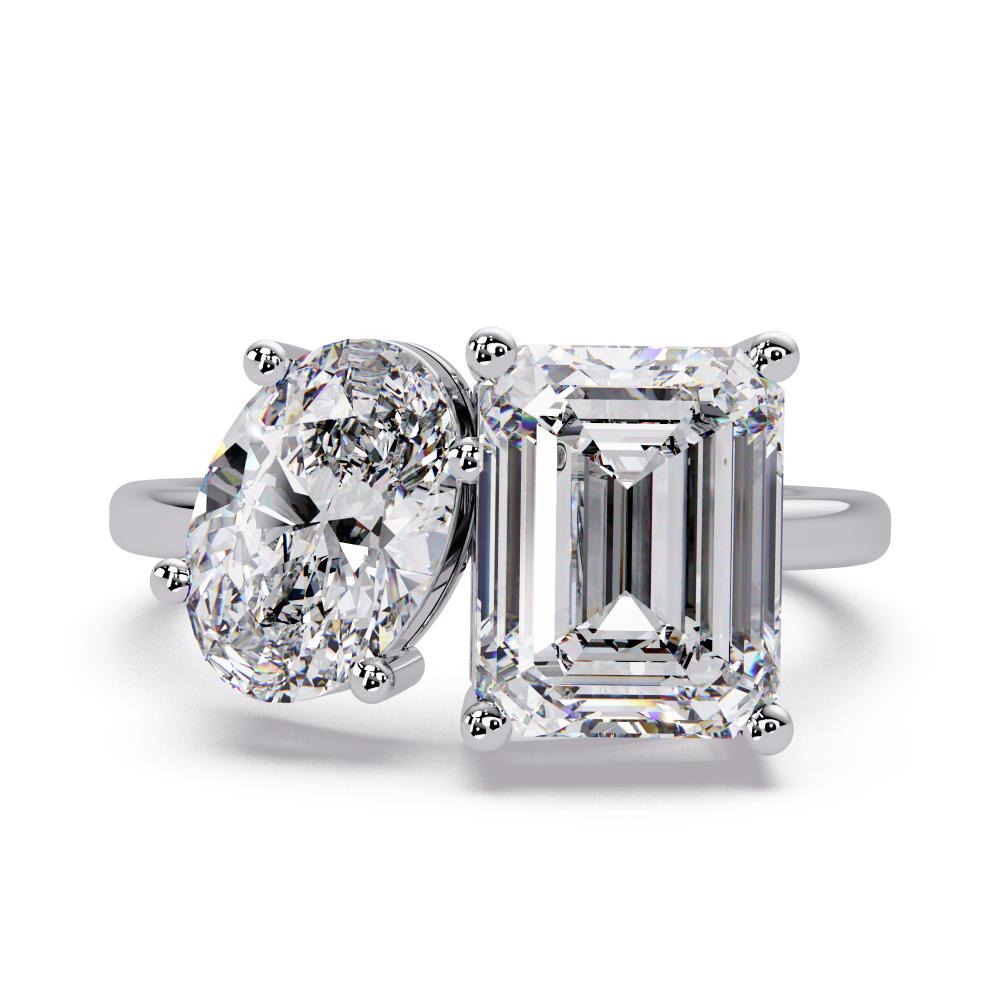 Emerald & Oval Toi Et Moi Engagement ring