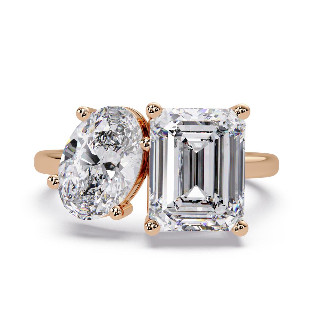 Emerald & Oval Toi Et Moi Engagement ring