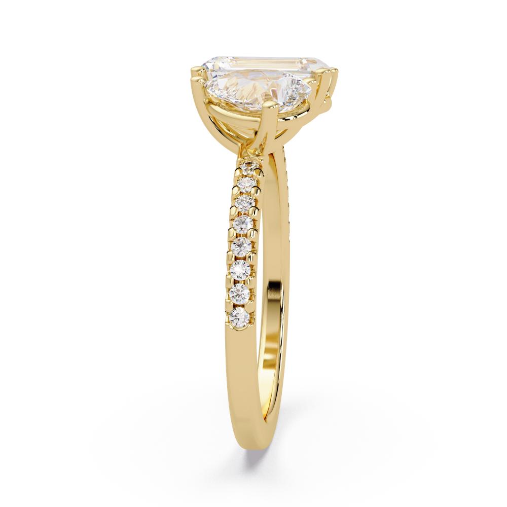 Emerald & Pear With Pave Toi Et Moi Engagement Ring