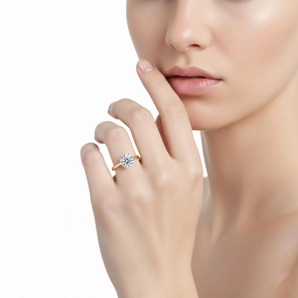 Round Solitaire Cathedral Engagement Ring