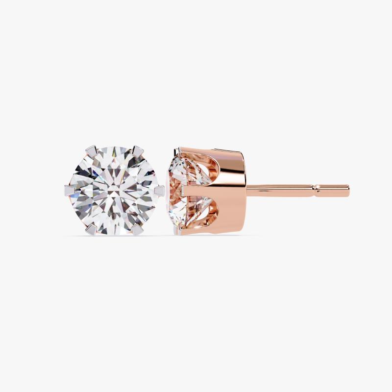 Round Elegant Solitaire Stud Earrings