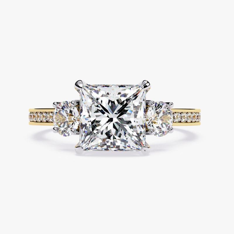 Round Three Stone Engagement Ring