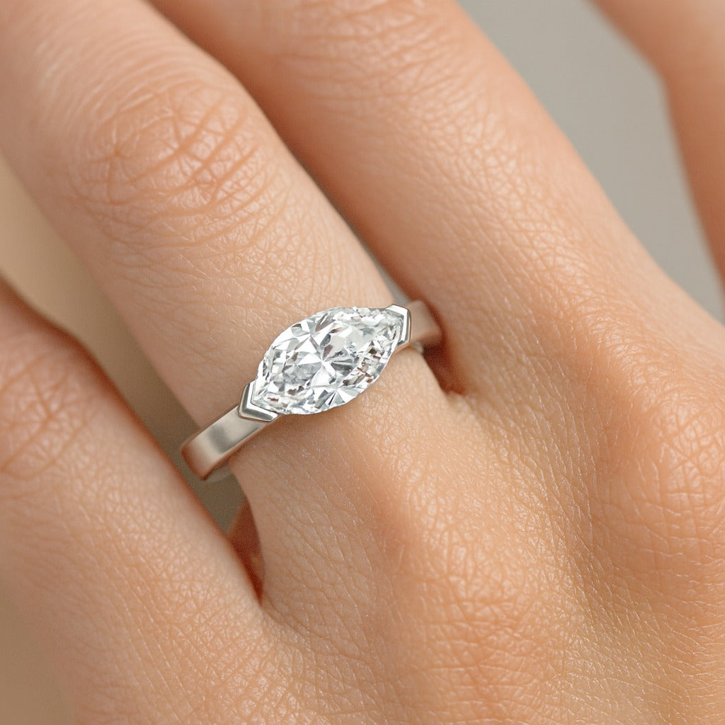 Horizontal Marquise Engagement Ring