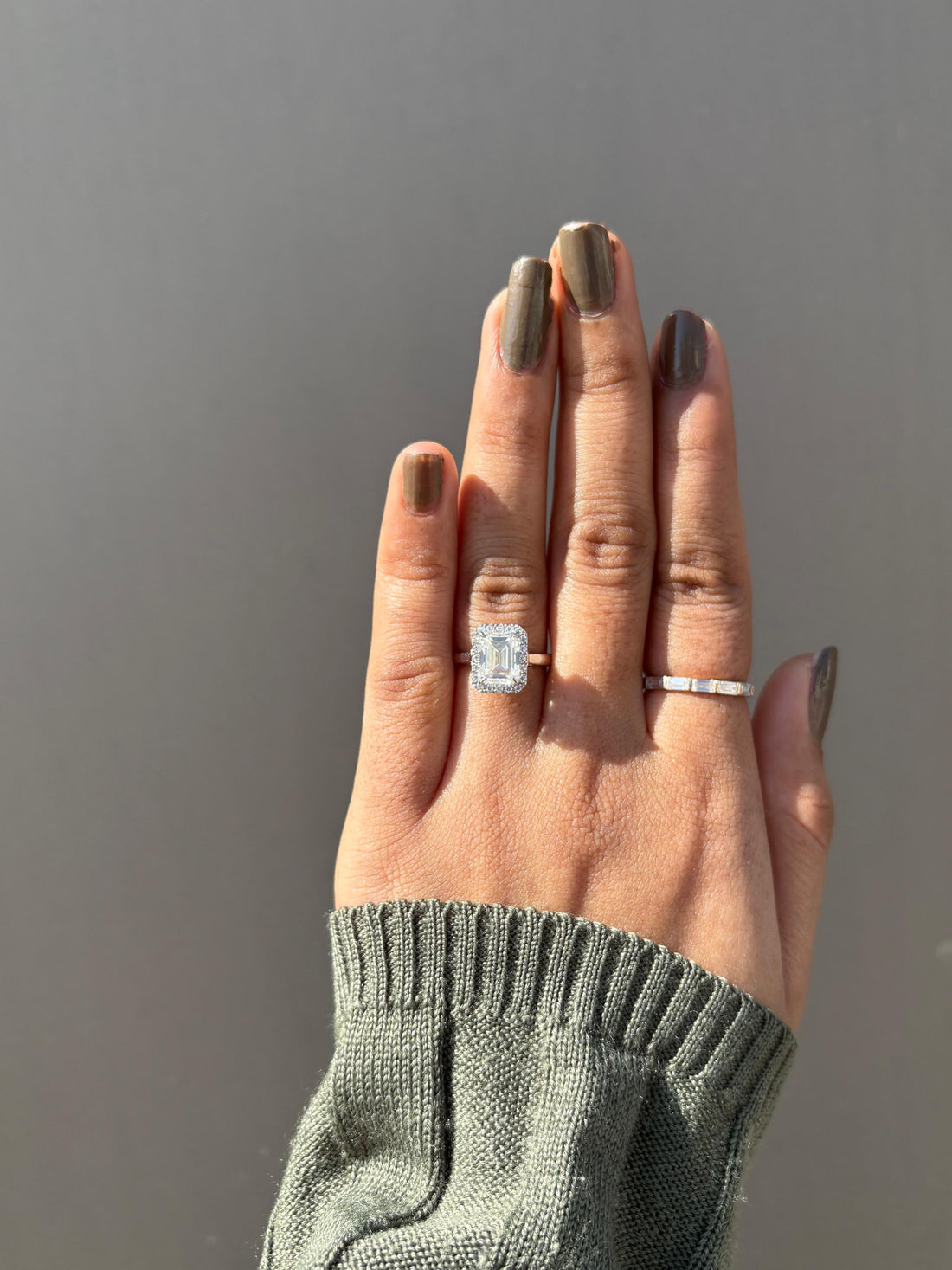Emerald Halo with Lotus Prong Engagement Ring