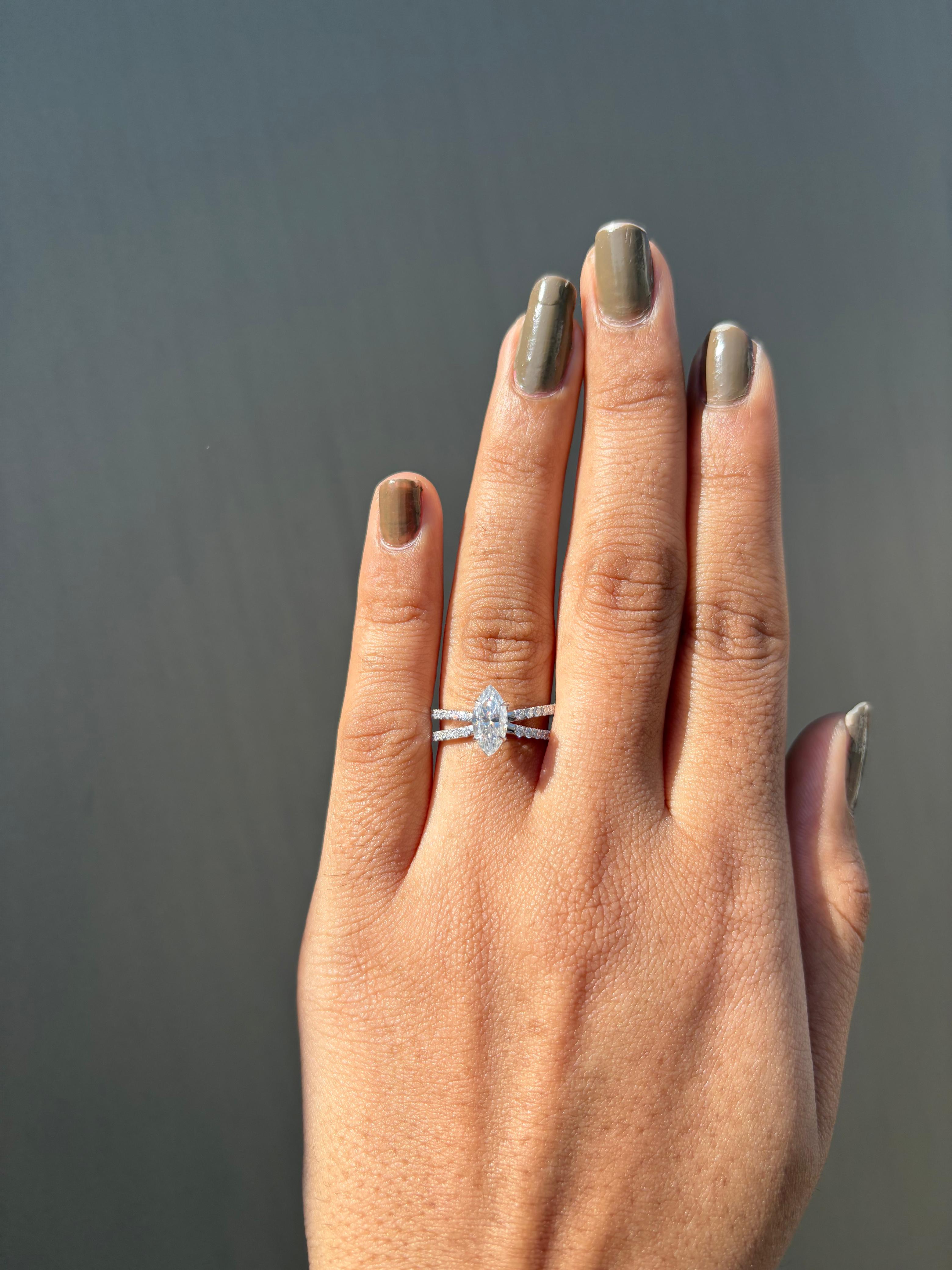 Marquise Split Shank Engagement Ring