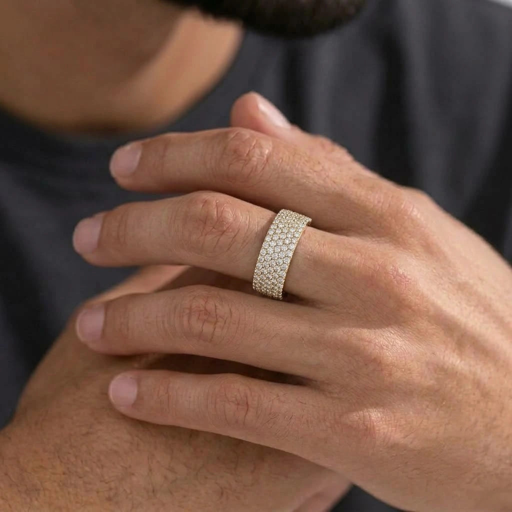 Round Five Row Pave Wedding Band