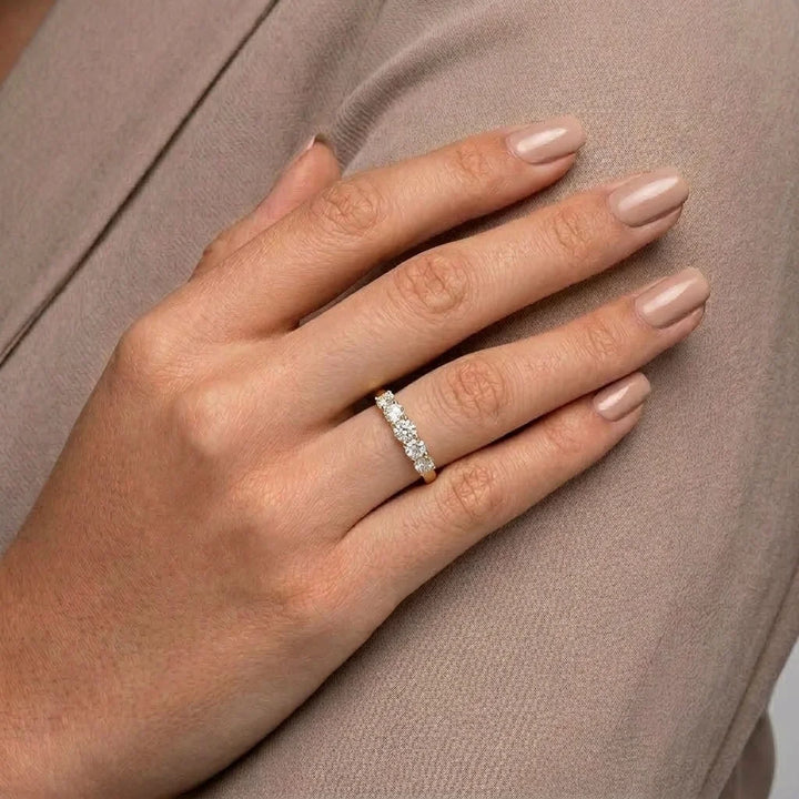 Round Five Stone Wedding Band
