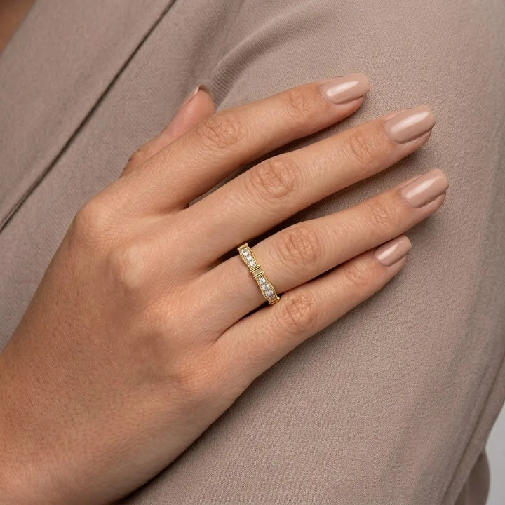 Milgrain Half Eternity Wedding Band