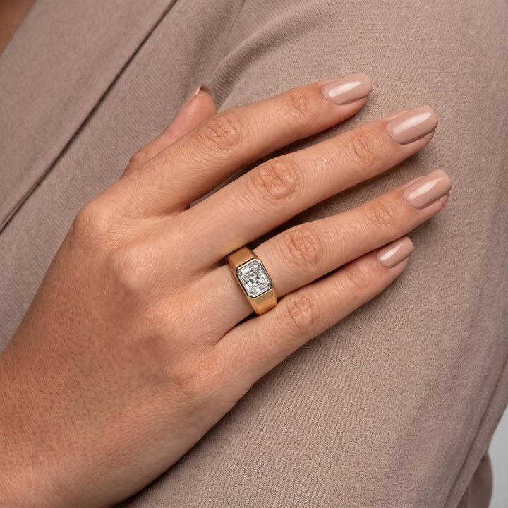 Radiant Bezel Set Wedding Band