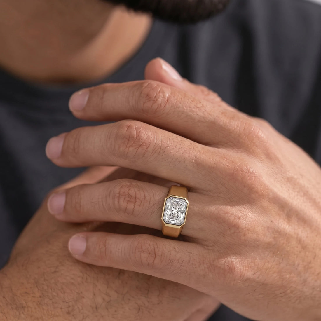 Radiant Bezel Set Wedding Band