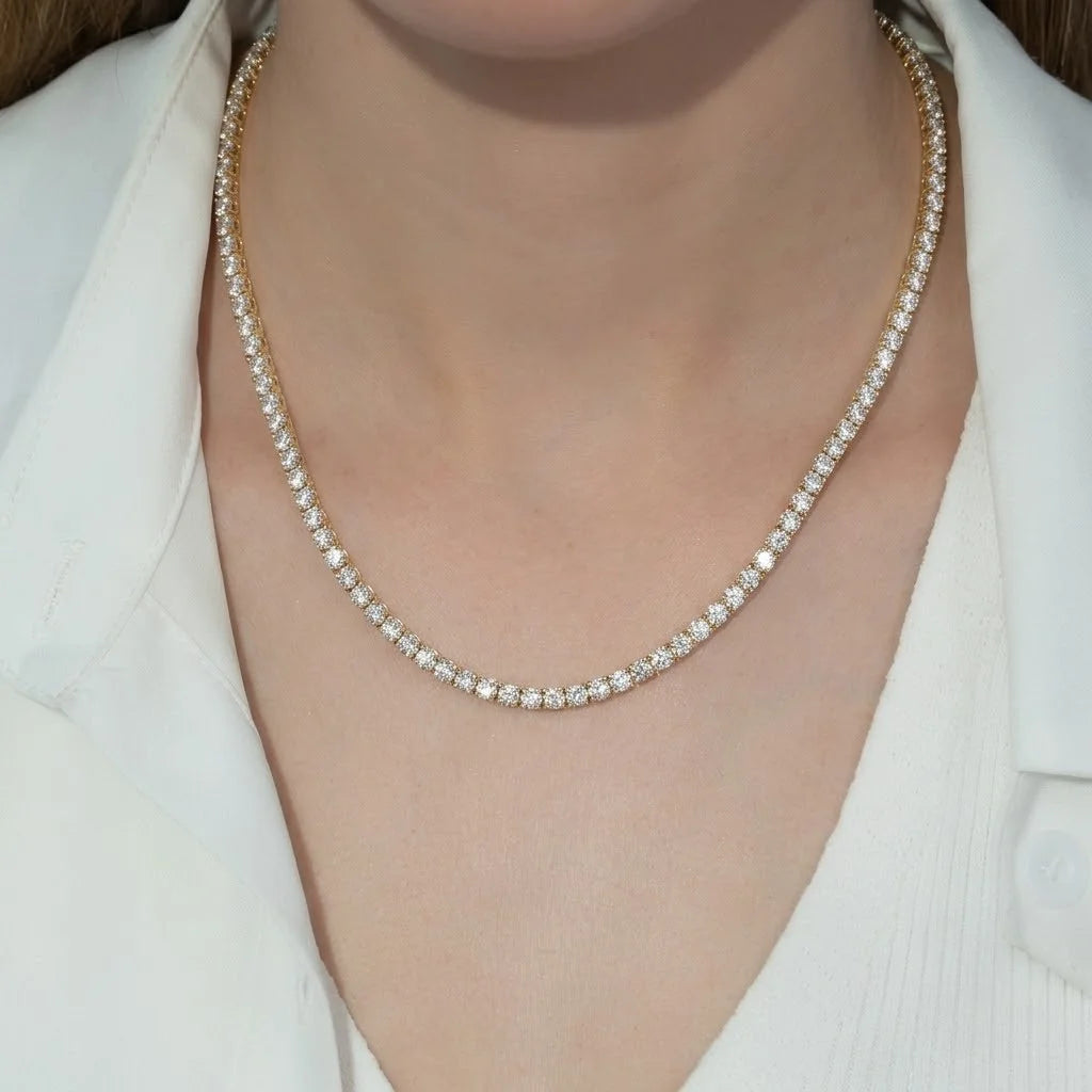 Round Moissanite Diamond Tennis Necklace