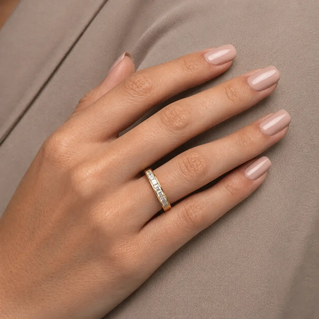 Princess Channel Set Wedding Band