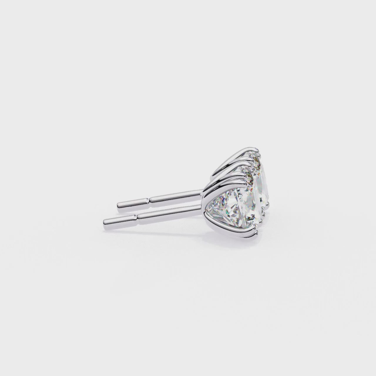 Cushion Double Claw Prong Stud Earrings