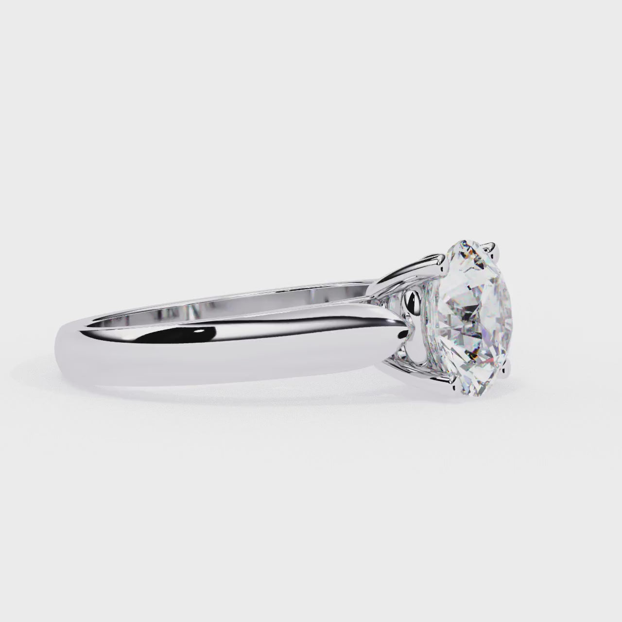 Round Solitaire With Pointer Band Engagement Ring