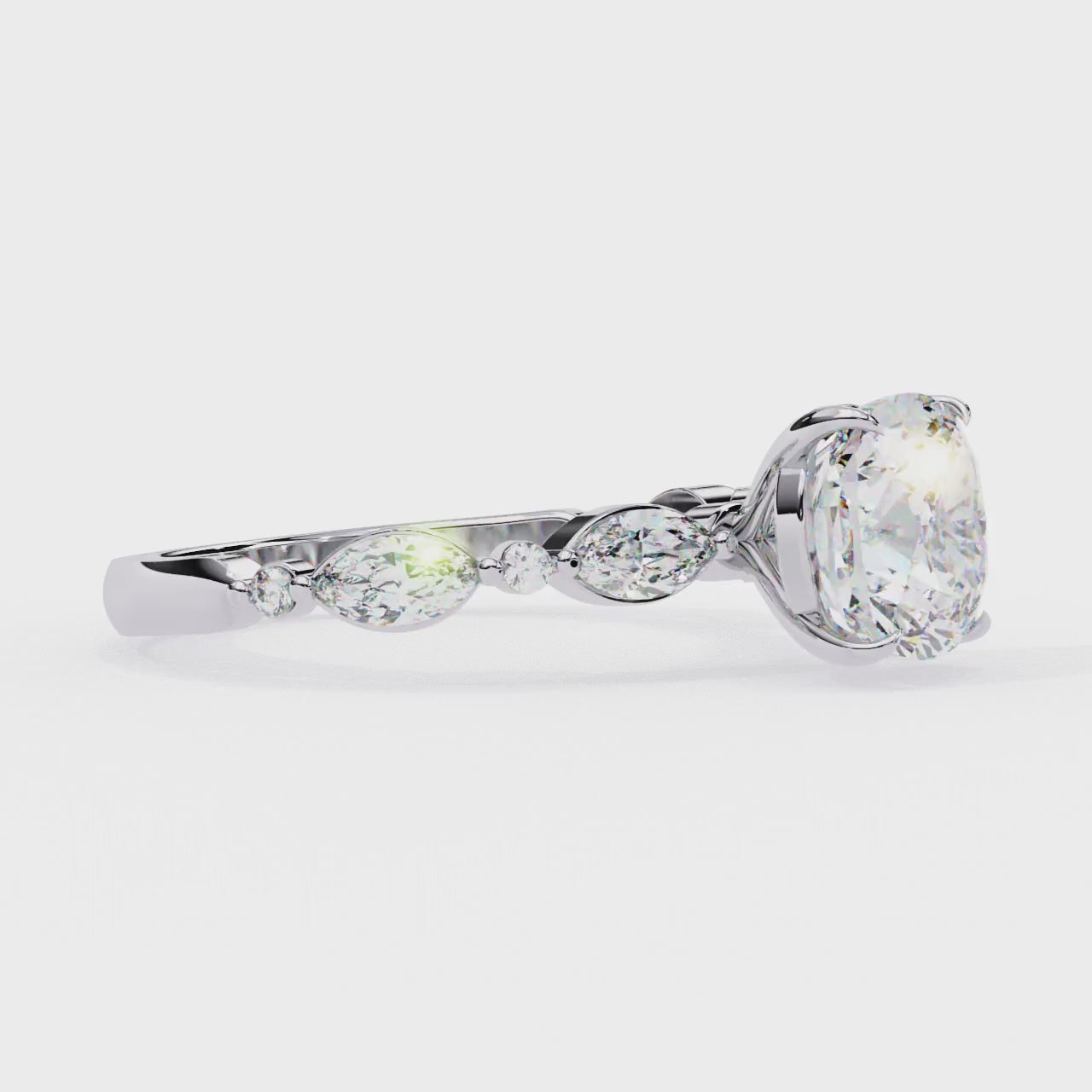 Cushion Solitaire With Accent Engagement Ring