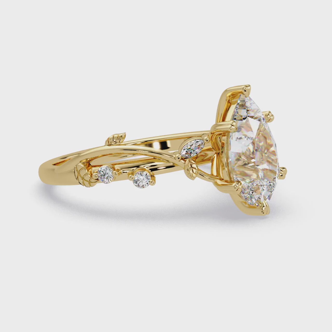 Pear shaped Nature inspired Engagement Ring