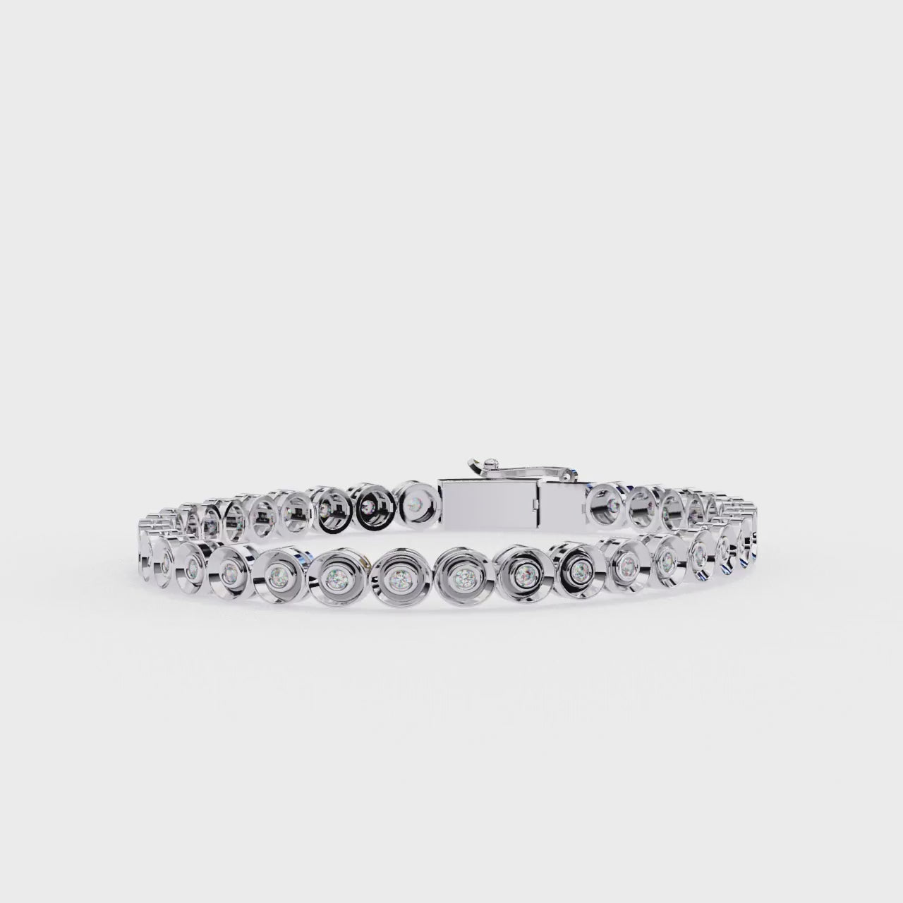Round Bezel Set Tennis Moissanite Bracelet