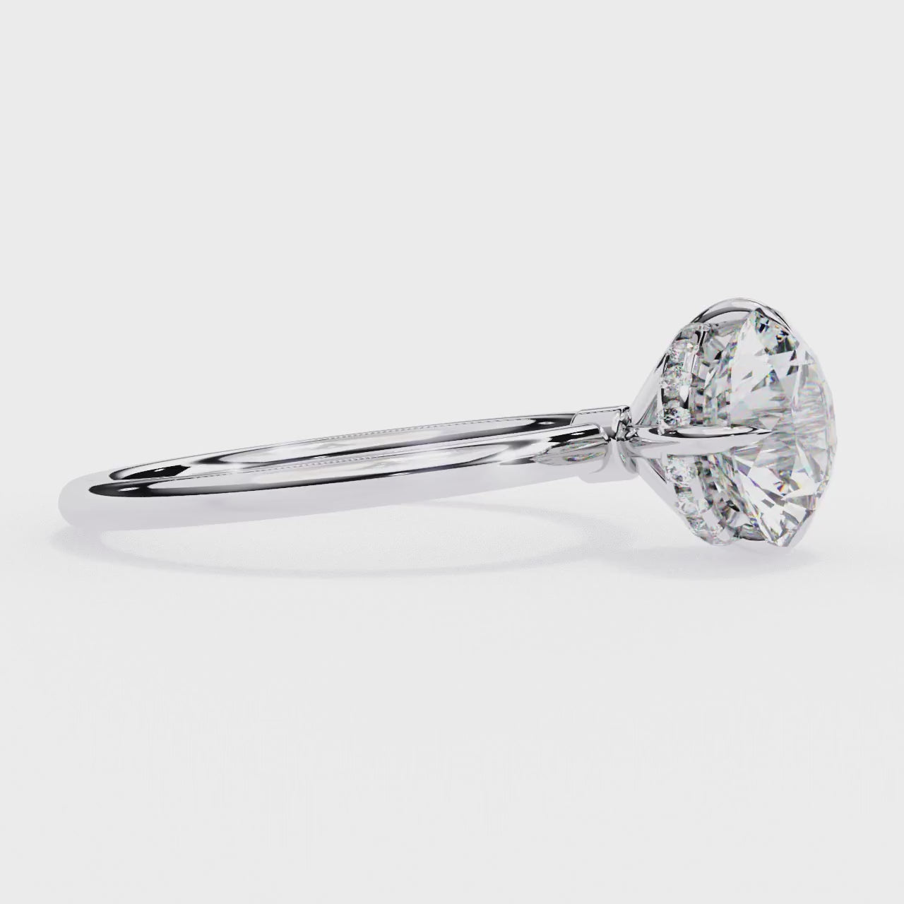 Round Hidden Halo Engagement Ring