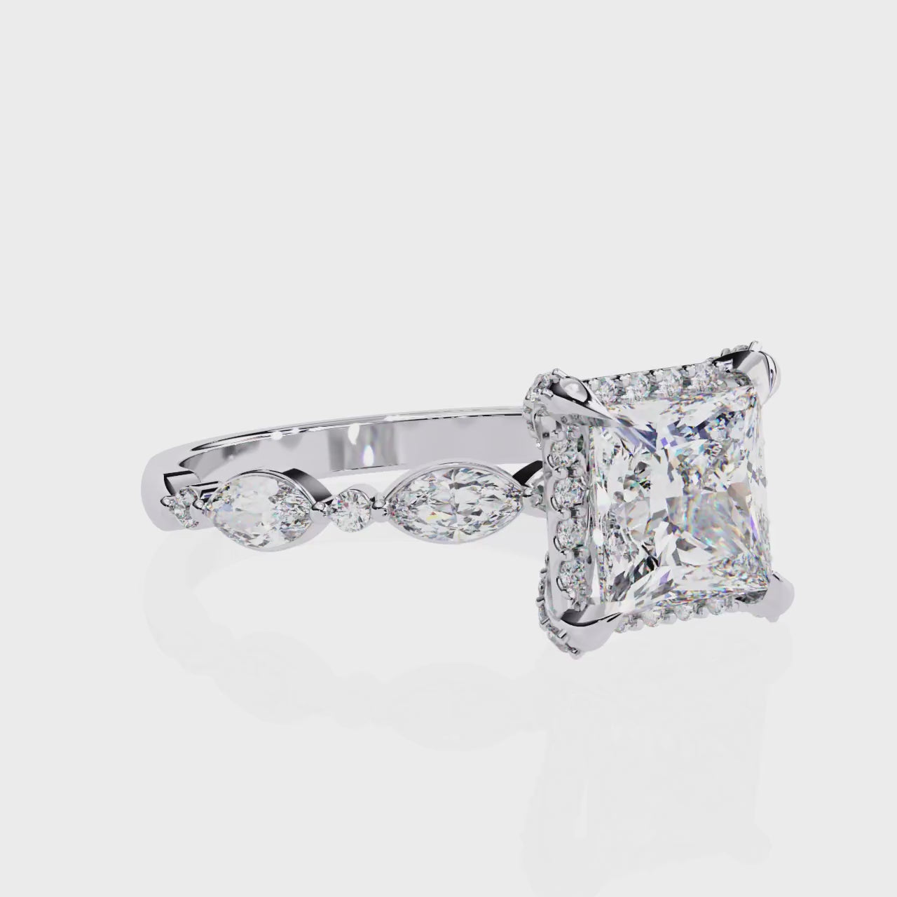 Princess Halo with Accent Stone Engagement Ring