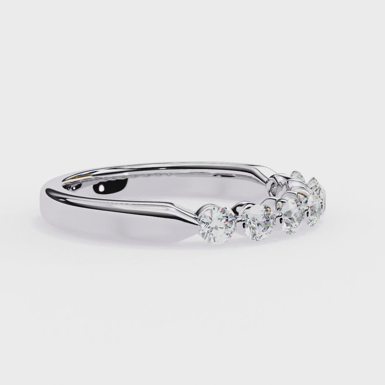 Round Shared Prong Set Wedding Band