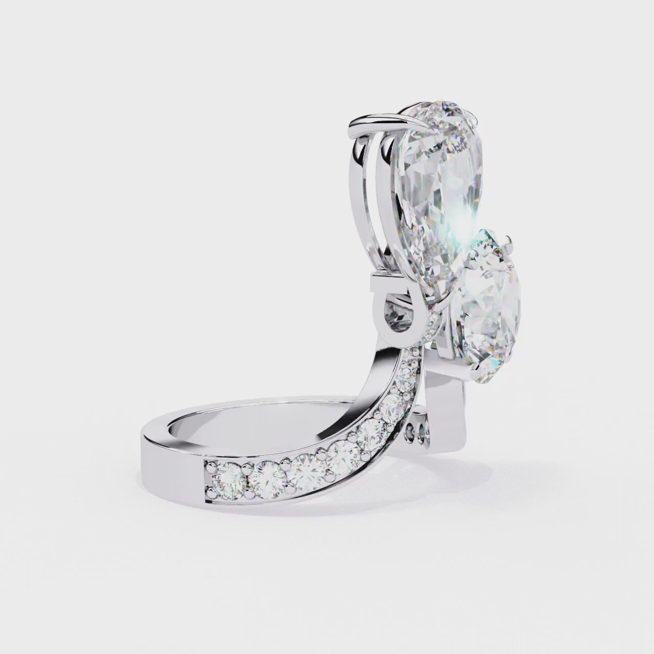 Pear & Round Toi Et Moi Vintage Engagement Ring