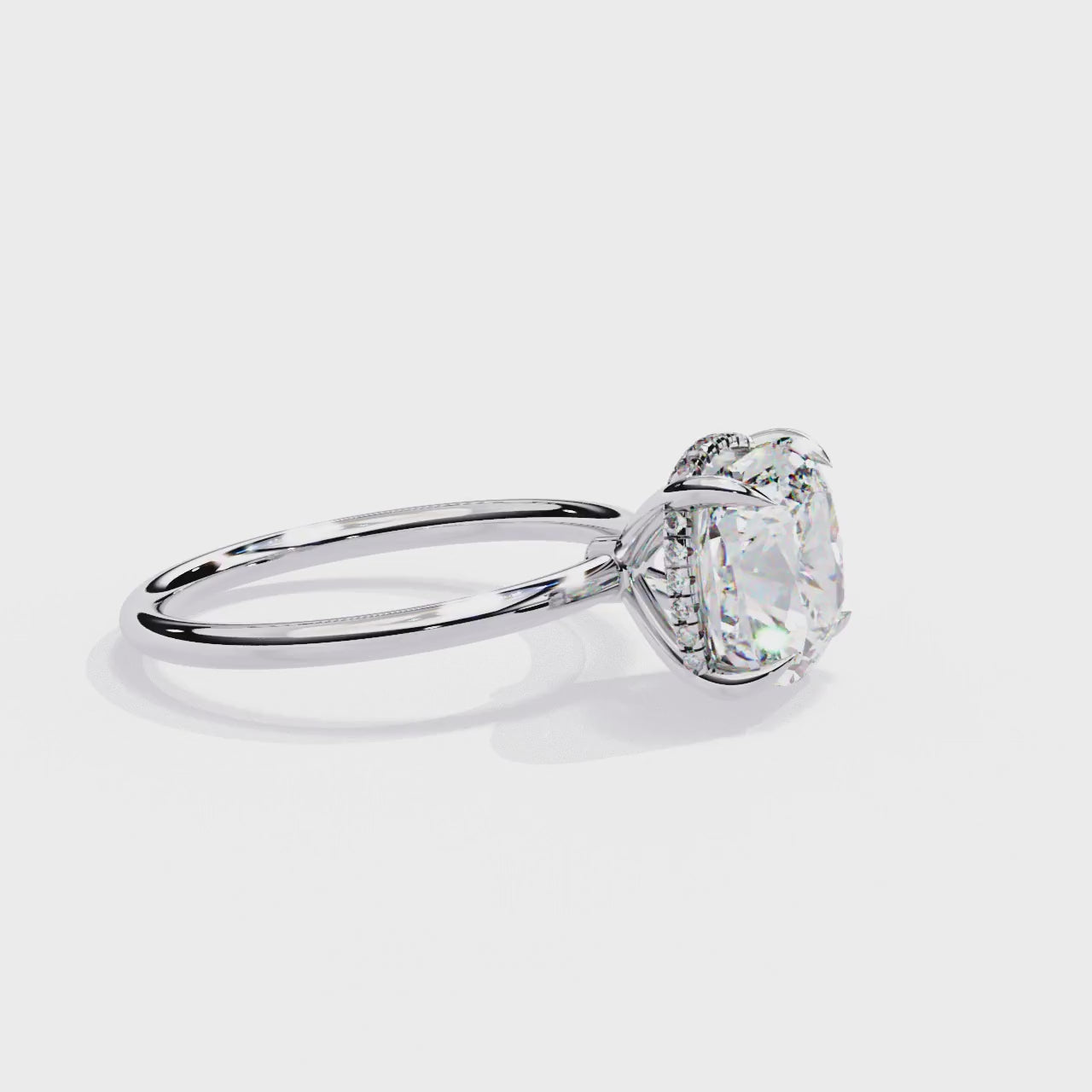 Cushion Hidden Halo Engagement Ring