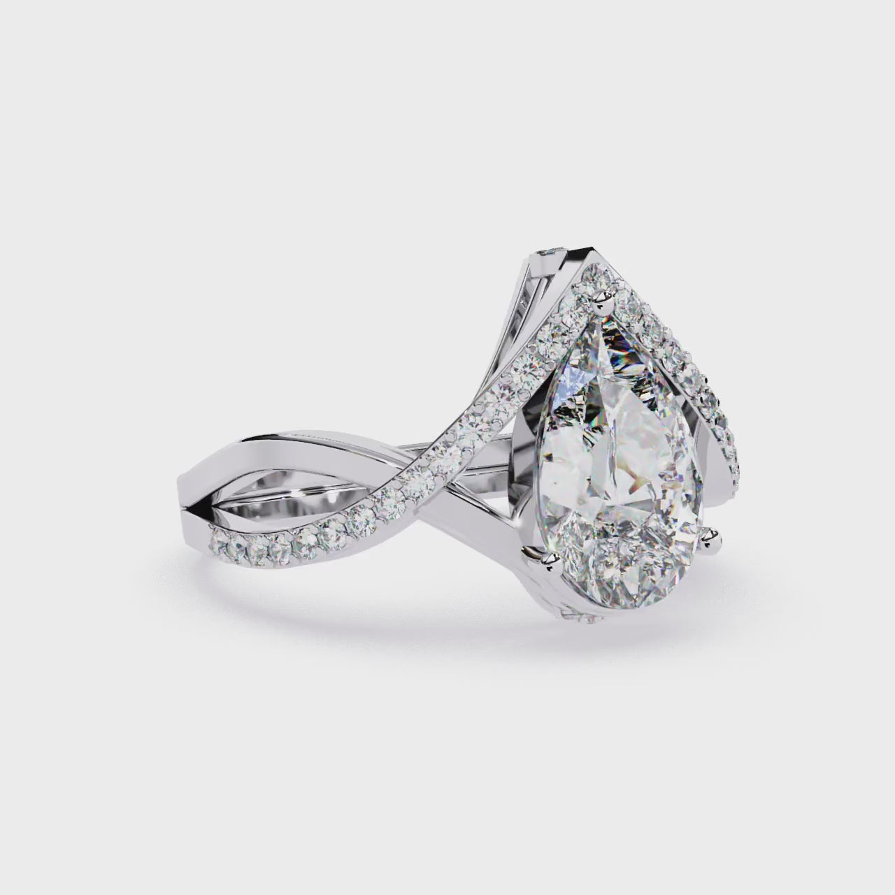 Pear Vintage Style Crossover Engagement Ring
