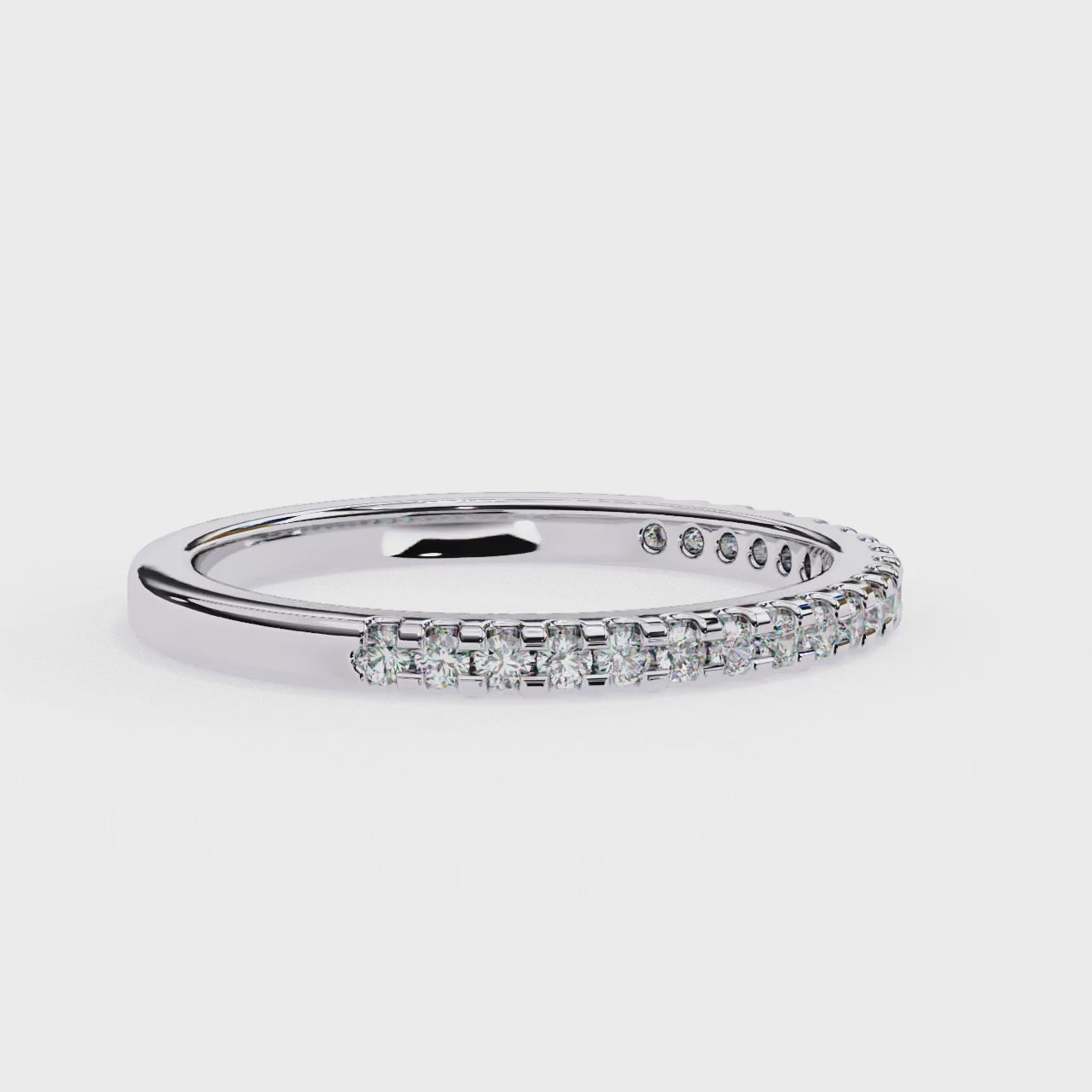 Round Half Eternity Pave Wedding Band