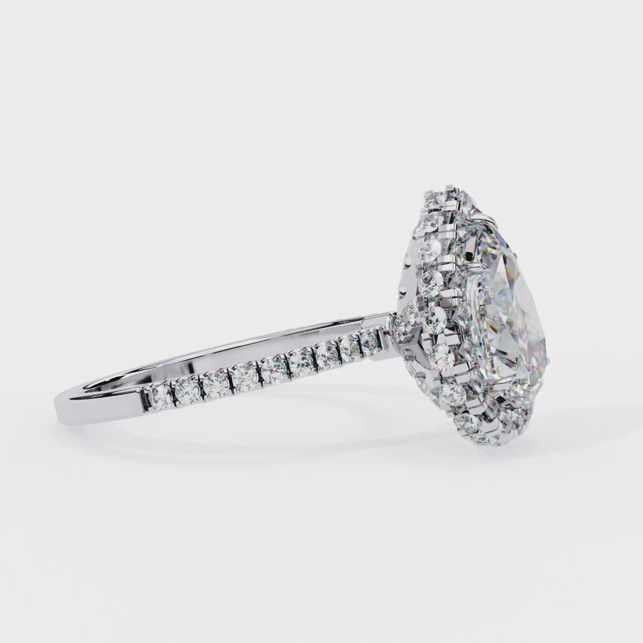 Pear Unique Halo Engagement Ring