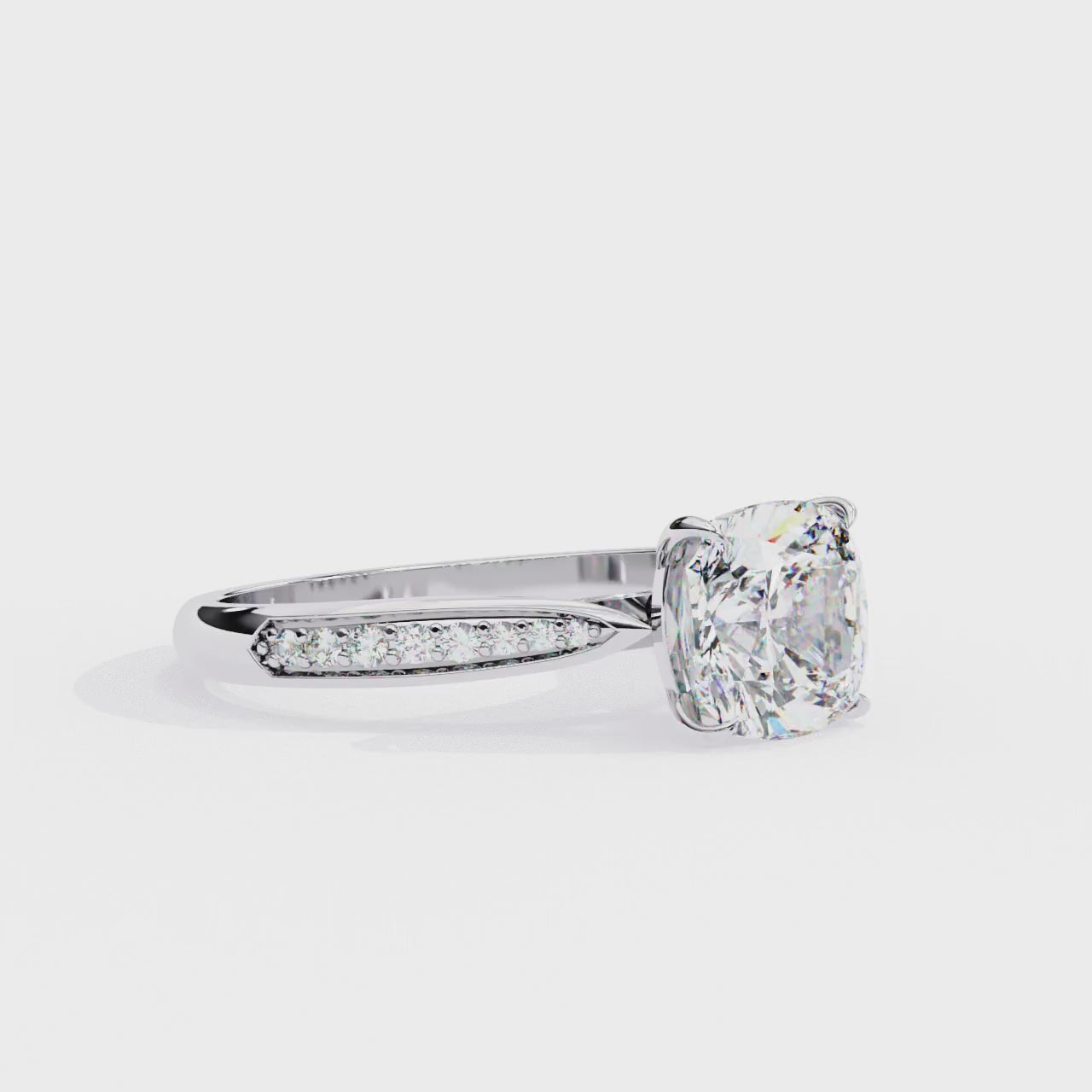 Cushion Hidden Accent Engagement ring