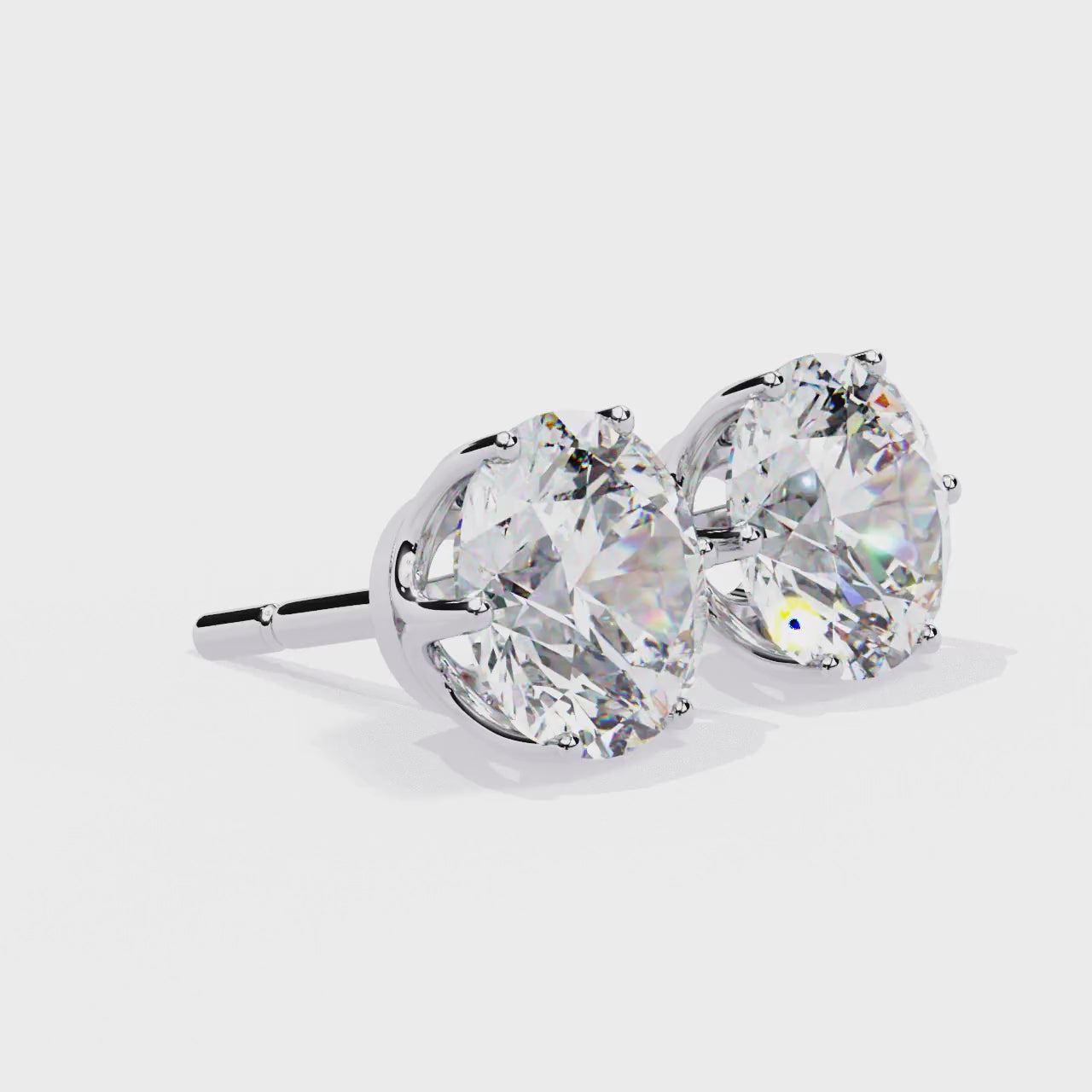 Round Six Prong Set Stud Earrings