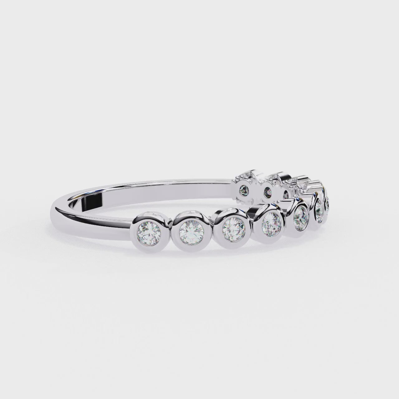 Round Bezel Set Half Eternity Wedding Band
