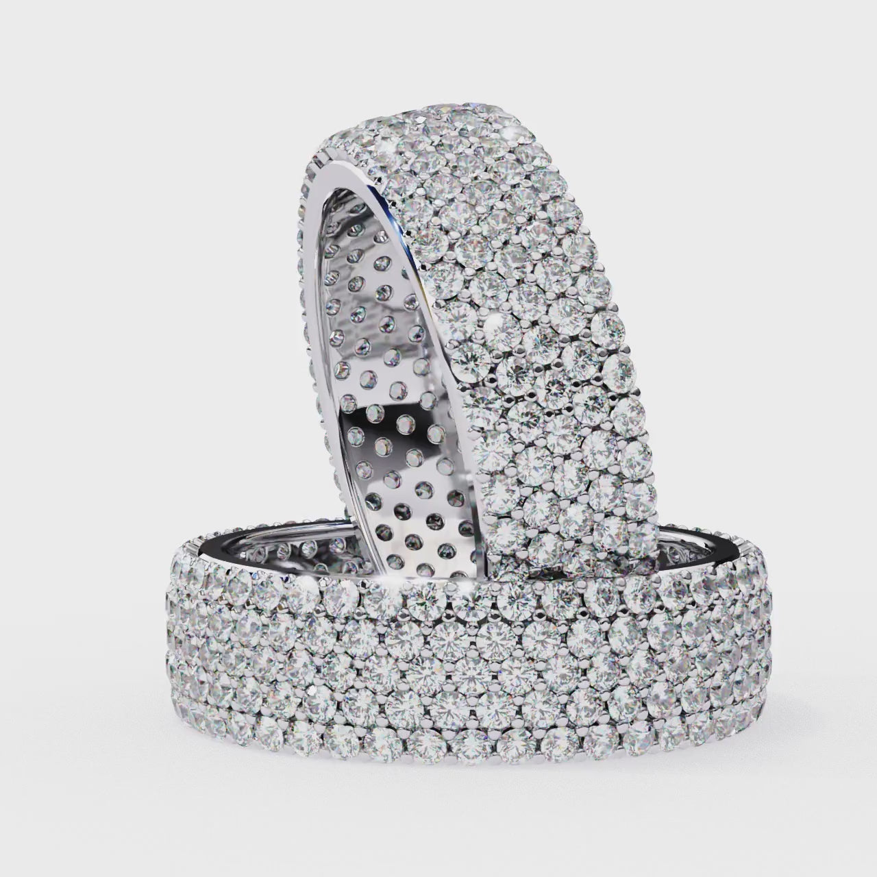 Round Five Row Pave Wedding Band