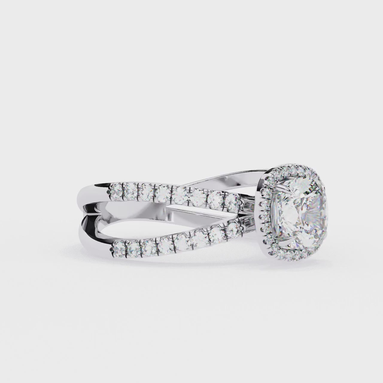 Cushion Halo with Split Shank Engagement Ring