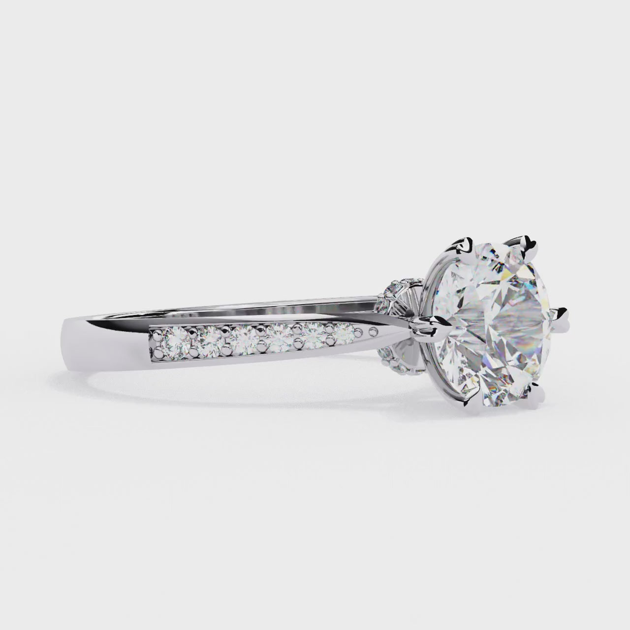 Round Prime Cathedral Engagement Ring