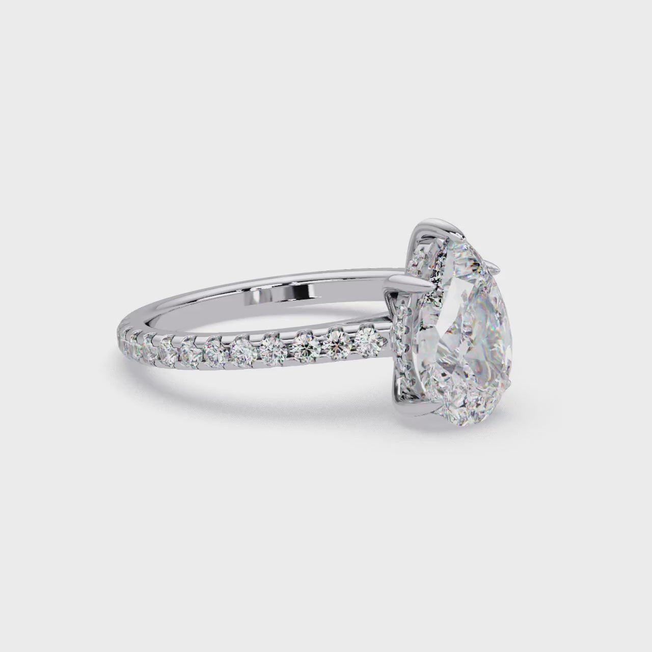 Hidden Halo Pear with Pave Engagement ring