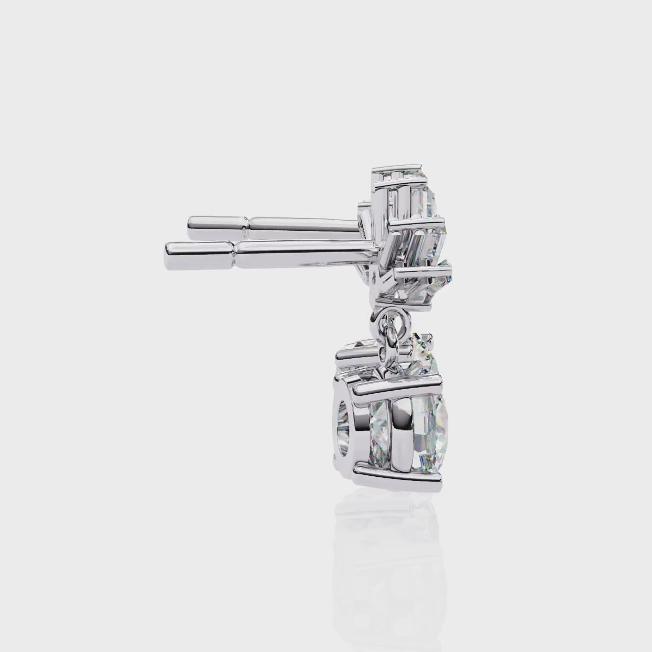 Baguette Dangle Round Drop Earrings