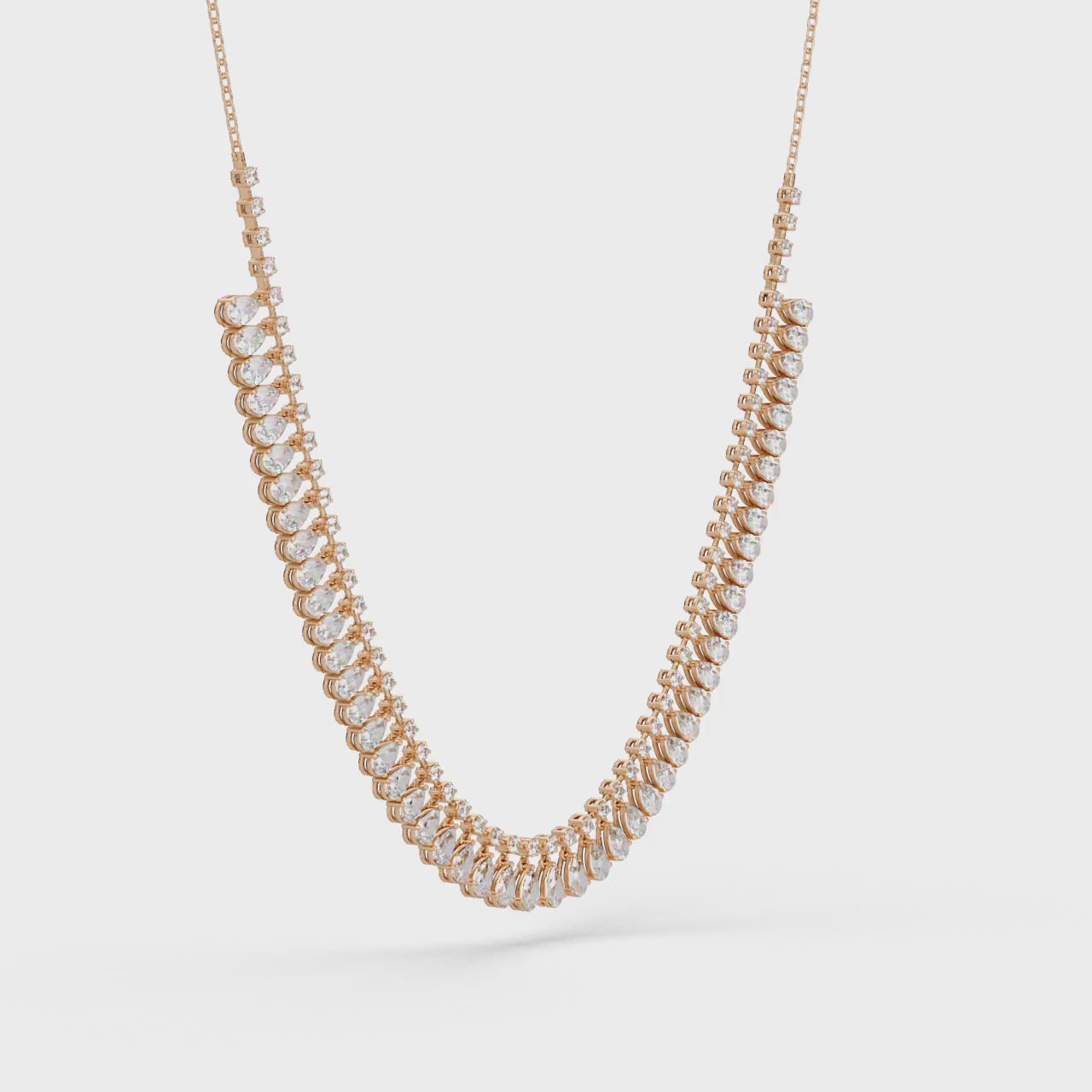 Pear and Round Diamond Necklace