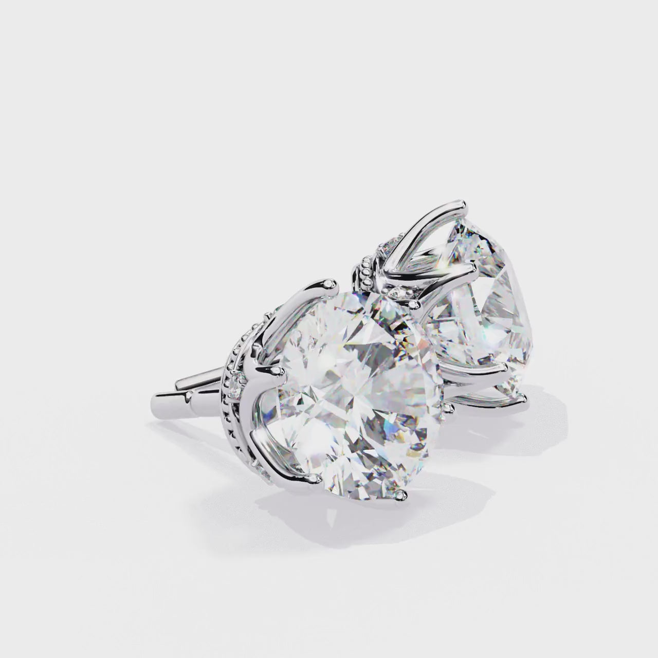 Round Crown Style Stud Earrings