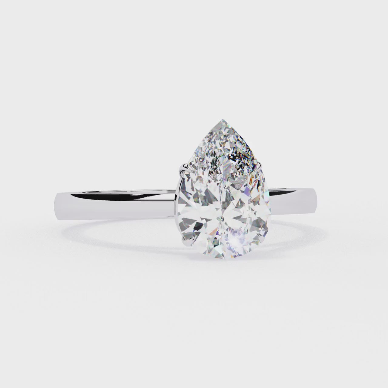 Pear Solitaire Cathedral Engagement Ring