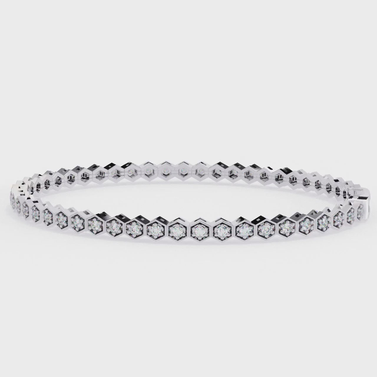 Hexagon Shape With Round Tennis Moissanite Bracelet