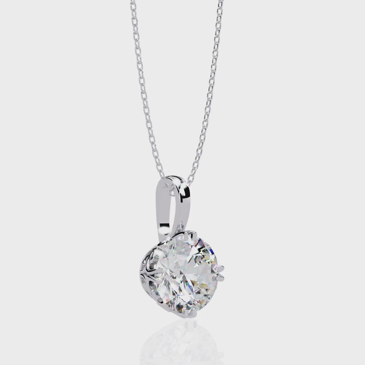 Round Vintage Style with Double Claw Prong Pendant With Chain