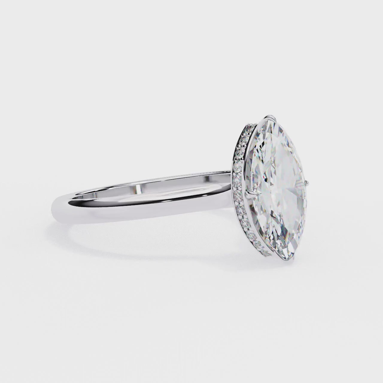 Marquise Petite Pave Hidden Halo Engagement Ring