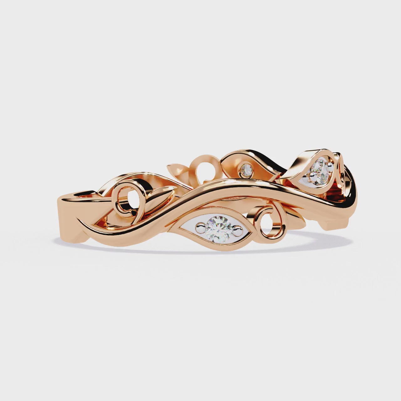 Scrolling Floral Wedding Band