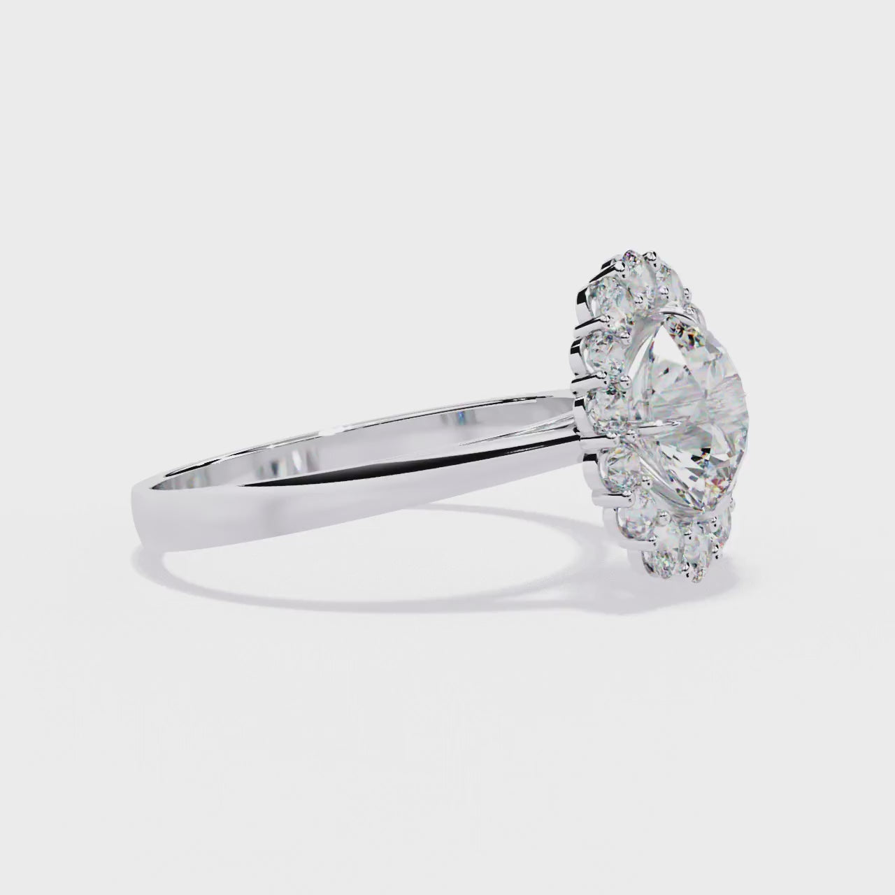 Round Halo with Cathedral Engagement Ring